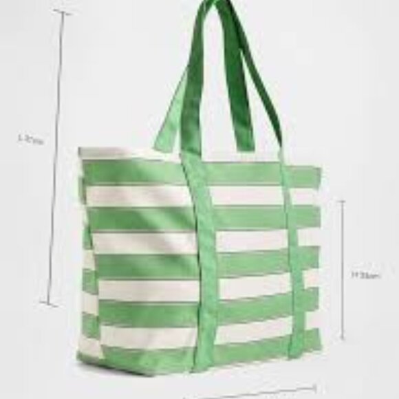 GAP Green Canvas Stripe Tote Bag/NWT - Picture 3 of 11